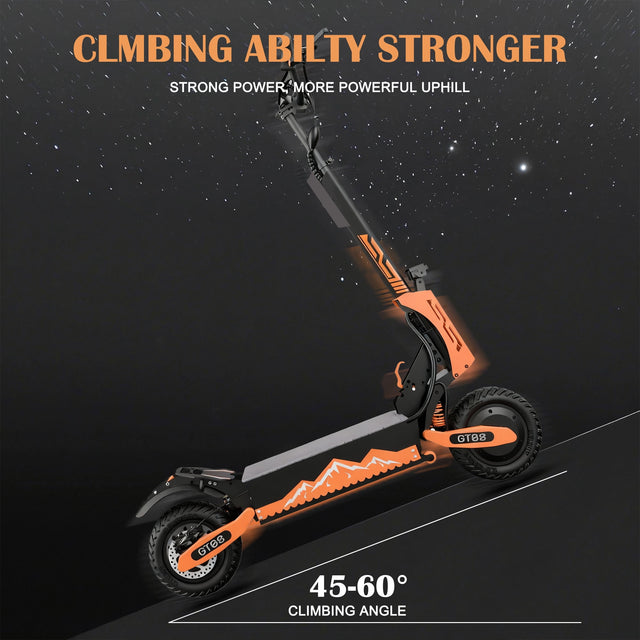 GT08 Electric Scooter for Adults, 60V27AH,Dual Motor Commuter with 40 Miles Range, Dual Brake System, Shock Absorption, 11" Vacuum Off-Road Tires, Folding E-Scooter - Orange image 5