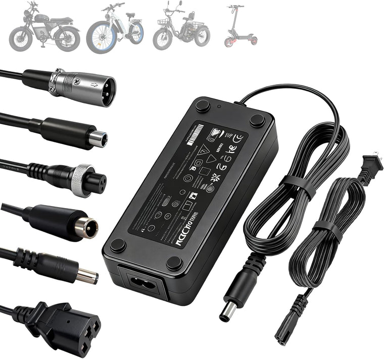 54.6V 3A Universal E-Bike Charger | 7-in-1 Plugs | Fast Charging for 48V E-Bikes
