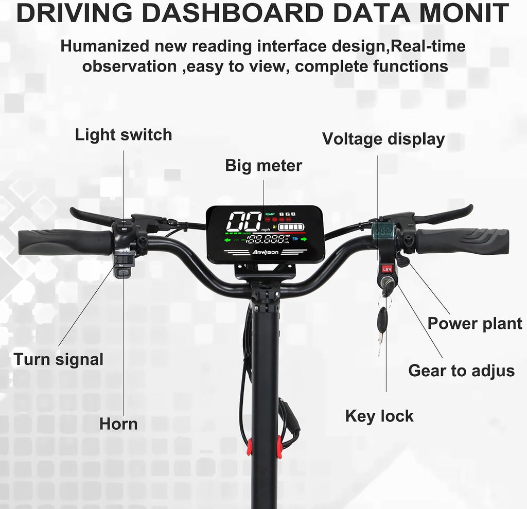 DOF Electric Scooter for Adults, 48V 13Ah Battery 1200W Rear-Wheel Drive, 11" Tubeless Off-Road Tires, Disc Brake System, Enhanced Shock Absorption, 3-Speed Modes, Finger Throttle, Key Lock Anti-Theft - image 7