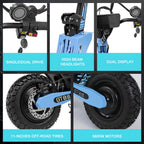 GT08 Electric Scooter for Adults, 60V27AH,Dual Motor Commuter with 40 Miles Range, Dual Brake System, Shock Absorption, 11" Vacuum Off-Road Tires, Folding E-Scooter - Blue image 5