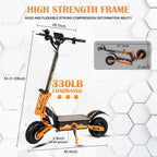 GT08 Electric Scooter for Adults, 60V27AH,Dual Motor Commuter with 40 Miles Range, Dual Brake System, Shock Absorption, 11" Vacuum Off-Road Tires, Folding E-Scooter - Orange image 11