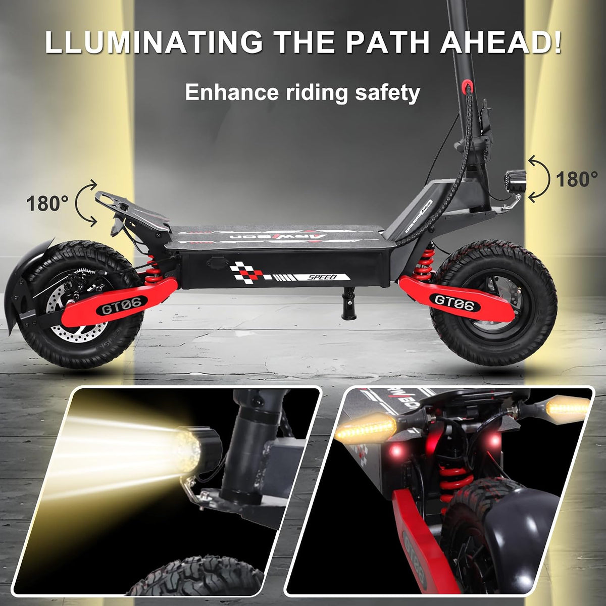 DOF Electric Scooter for Adults, 48V 13Ah Battery 1200W Rear-Wheel Drive, 11" Tubeless Off-Road Tires, Disc Brake System, Enhanced Shock Absorption, 3-Speed Modes, Finger Throttle, Key Lock Anti-Theft - image 6
