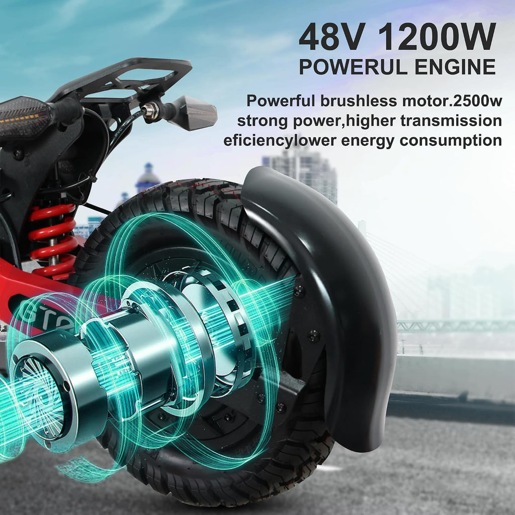 DOF Electric Scooter for Adults, 48V 13Ah Battery 1200W Rear-Wheel Drive, 11" Tubeless Off-Road Tires, Disc Brake System, Enhanced Shock Absorption, 3-Speed Modes, Finger Throttle, Key Lock Anti-Theft - image 2