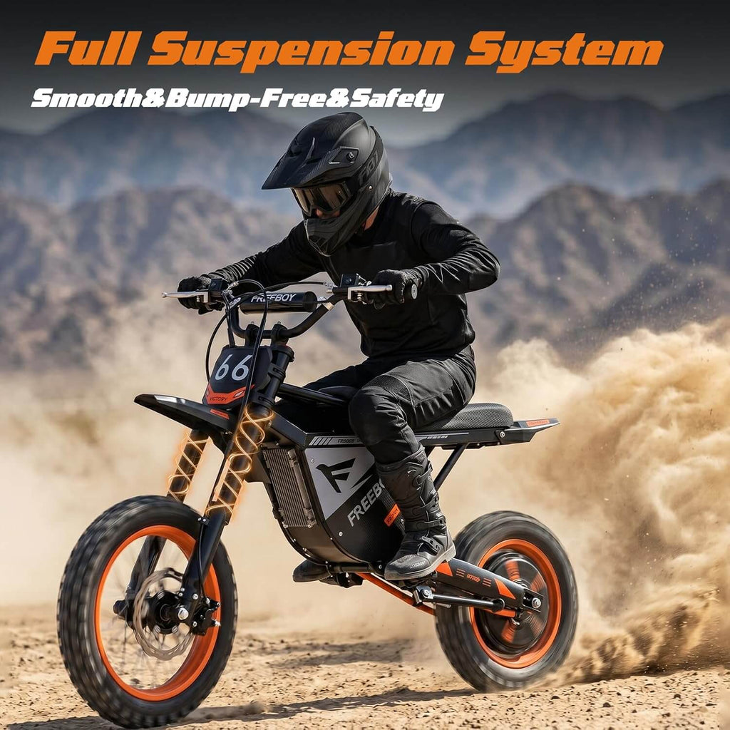 Y66 Electric Dirt Bike for Teens & Adults, 3000W Peak Ebike, 48V 30Ah, 31MPH & 30Mile Electric Motorcycle, 12"/10" Off-Road Tire E-Bike, Hydraulic Disc Brake, Full Suspension