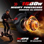 DOF 1600W/1200W Motor Electric Scooter for Adults, Dual Disc Brakes & Suspension, 48V 21Ah/18Ah Long Range Battery, Up to 31 MPH, 37+ Miles, 11" Off-Road Tires, E-Scooter Foldable Commuter Dirt - image 12