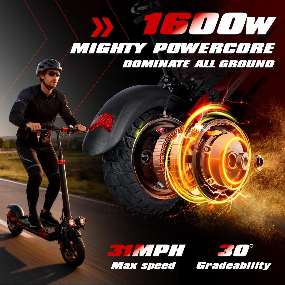 DOF 1600W/1200W Motor Electric Scooter for Adults, Dual Disc Brakes & Suspension, 48V 21Ah/18Ah Long Range Battery, Up to 31 MPH, 37+ Miles, 11" Off-Road Tires, E-Scooter Foldable Commuter Dirt - image 12