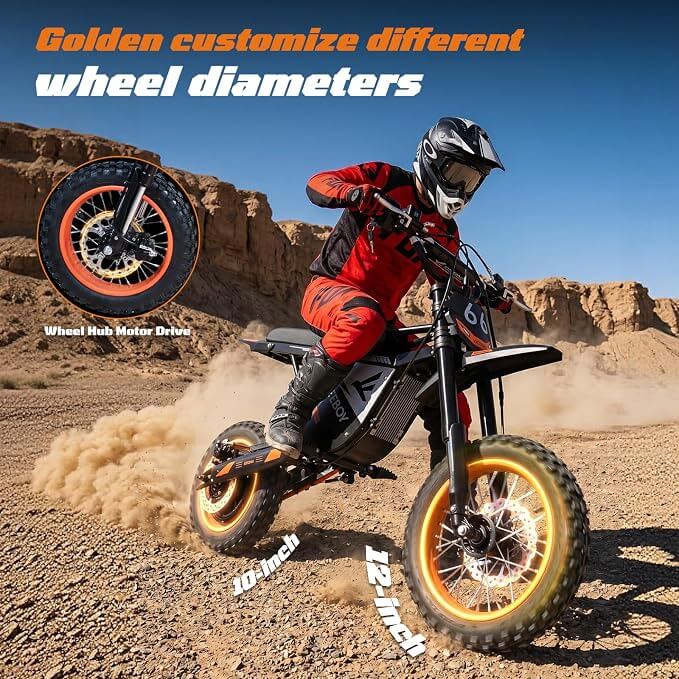 Y66 Electric Dirt Bike for Teens & Adults, 3000W Peak Ebike, 48V 30Ah, 31MPH & 30Mile Electric Motorcycle, 12"/10" Off-Road Tire E-Bike, Hydraulic Disc Brake, Full Suspension