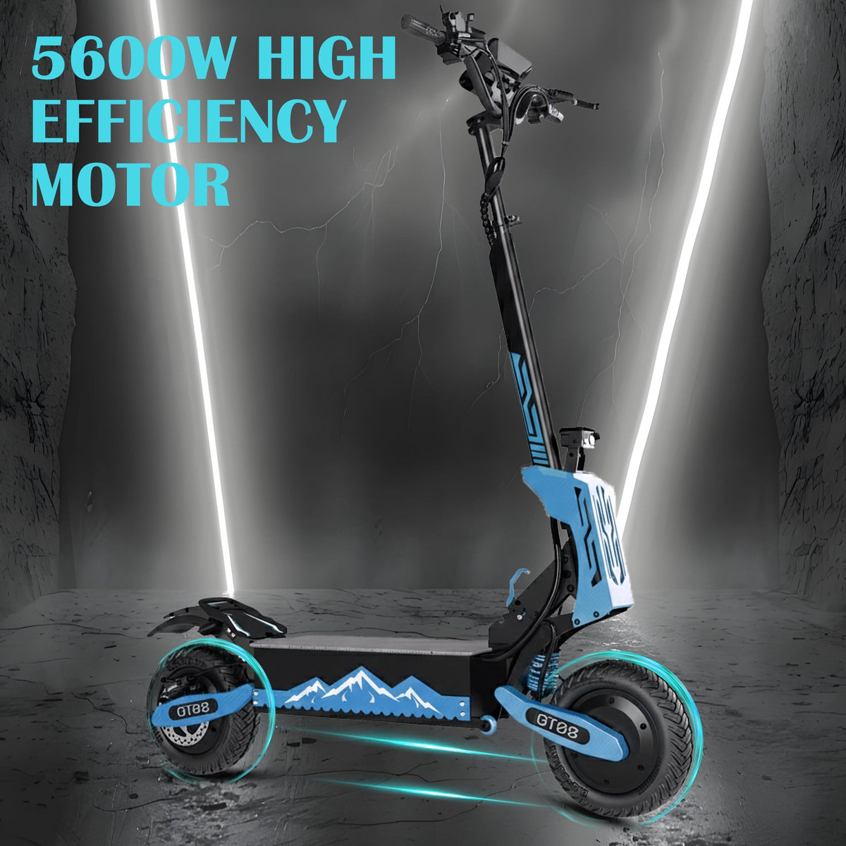 GT08 Electric Scooter for Adults, 60V27AH,Dual Motor Commuter with 40 Miles Range, Dual Brake System, Shock Absorption, 11" Vacuum Off-Road Tires, Folding E-Scooter - Blue image 8
