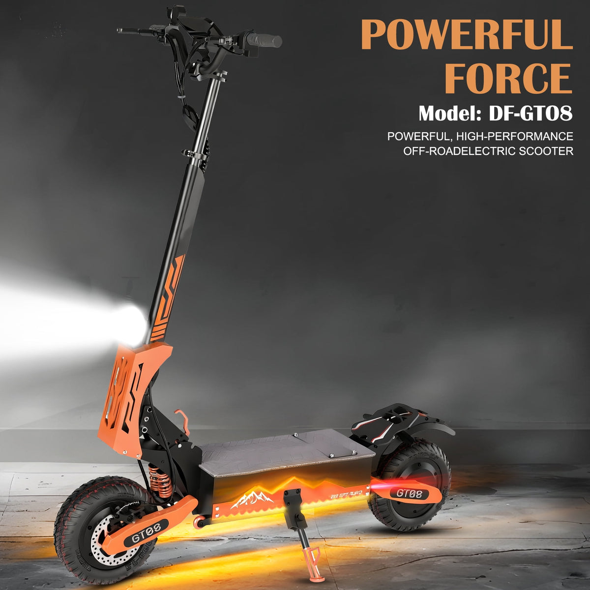 GT08 Electric Scooter for Adults, 60V27AH,Dual Motor Commuter with 40 Miles Range, Dual Brake System, Shock Absorption, 11" Vacuum Off-Road Tires, Folding E-Scooter - Orange image 8