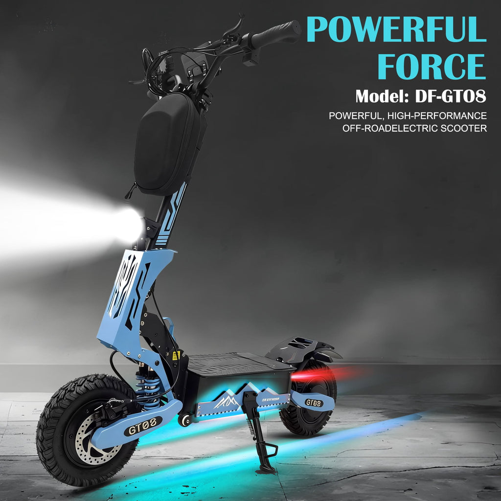 GT08 Electric Scooter for Adults, 60V27AH,Dual Motor Commuter with 40 Miles Range, Dual Brake System, Shock Absorption, 11" Vacuum Off-Road Tires, Folding E-Scooter - Blue image 4