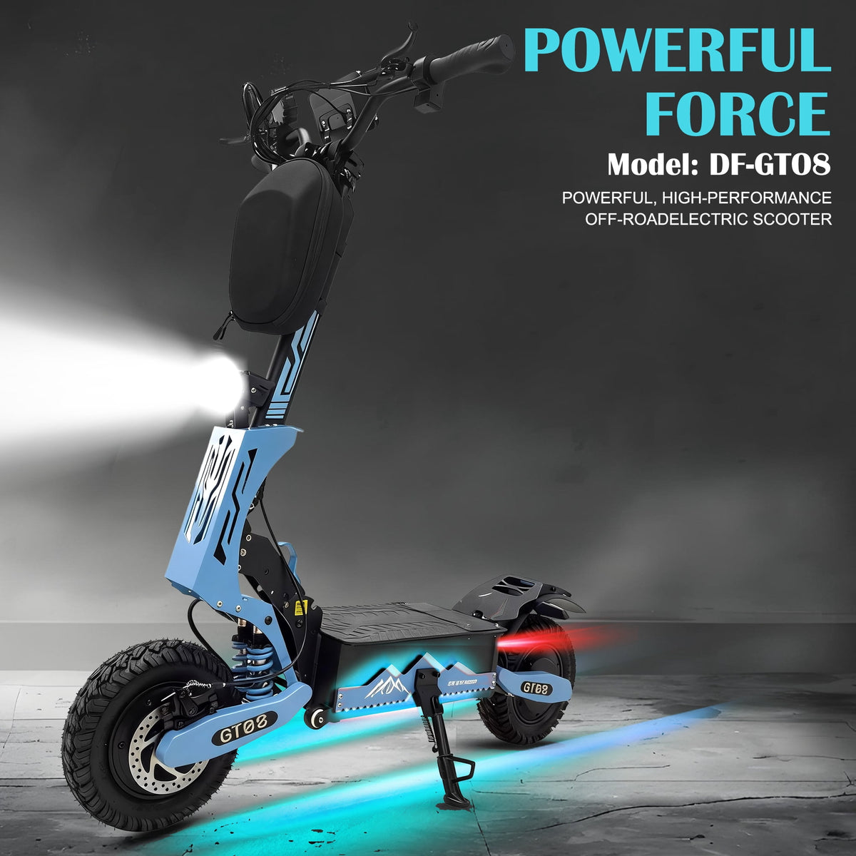 GT08 Electric Scooter for Adults, 60V27AH,Dual Motor Commuter with 40 Miles Range, Dual Brake System, Shock Absorption, 11" Vacuum Off-Road Tires, Folding E-Scooter - Blue image 4