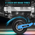 GT08 Electric Scooter for Adults, 60V27AH,Dual Motor Commuter with 40 Miles Range, Dual Brake System, Shock Absorption, 11" Vacuum Off-Road Tires, Folding E-Scooter - Blue image 3