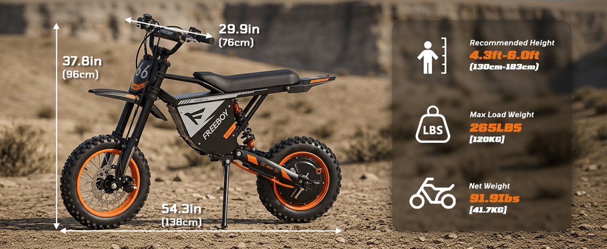 Y66 Electric Dirt Bike for Teens & Adults, 3000W Peak Ebike, 48V 30Ah, 31MPH & 30Mile Electric Motorcycle, 12"/10" Off-Road Tire E-Bike, Hydraulic Disc Brake, Full Suspension