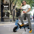 GT08 Electric Scooter for Adults, 60V27AH,Dual Motor Commuter with 40 Miles Range, Dual Brake System, Shock Absorption, 11" Vacuum Off-Road Tires, Folding E-Scooter - Blue image 7